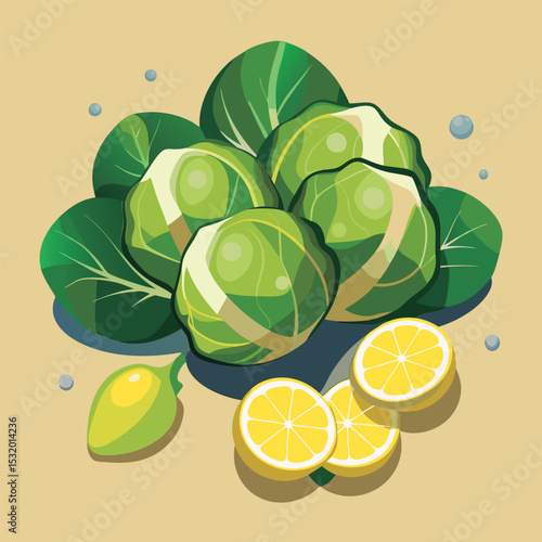 Fresh Brussels sprouts and lemon.