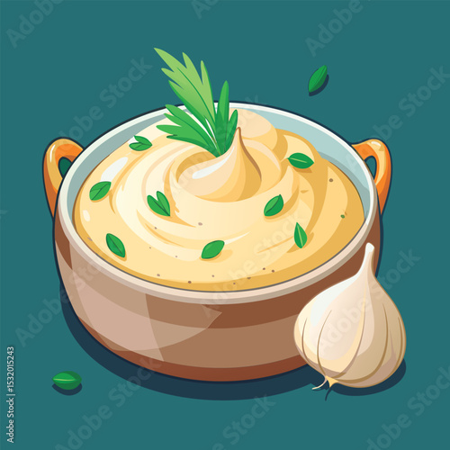 Creamy mashed potatoes with herbs.