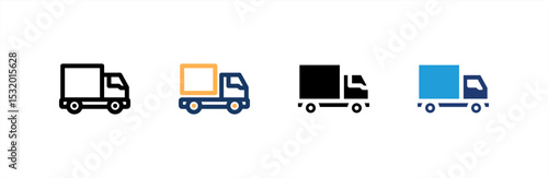 Delivery Truck icon set multiple style collection. Vector illustration.
