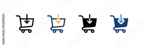 Add Cart icon set multiple style collection. Vector illustration.