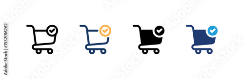 Check Out icon set multiple style collection. Vector illustration.