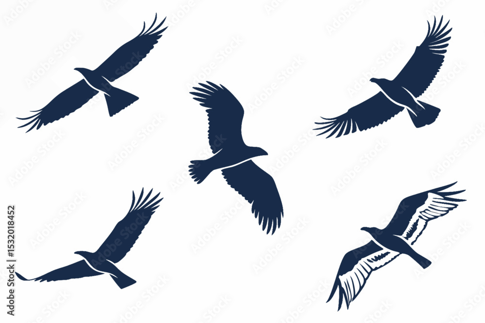 Obraz premium Sky Wanderers: Elegant Flying Bird Silhouettes Set