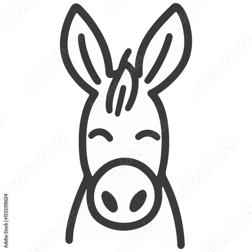 donkey, animal, vector, transparent background, creature, equus asinus, farm, mammal, isolated, nature, cute, mane, wildlife