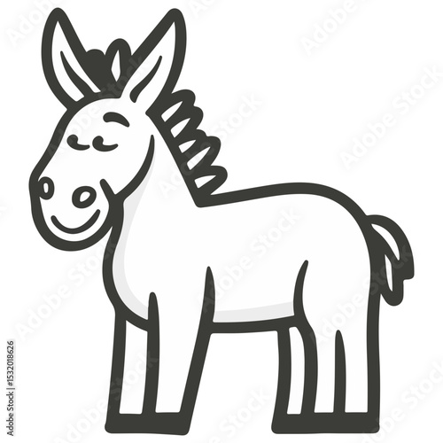 donkey, animal, vector, transparent background, creature, equus asinus, farm, mammal, isolated, nature, cute, mane, wildlife
