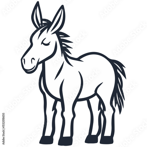 donkey, animal, vector, transparent background, creature, equus asinus, farm, mammal, isolated, nature, cute, mane, wildlife