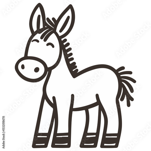 donkey, animal, vector, transparent background, creature, equus asinus, farm, mammal, isolated, nature, cute, mane, wildlife