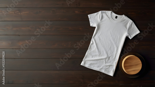 Wallpaper Mural High-resolution mockup of a blank t-shirt laid flat on wooden planks. Perfect for showcasing custom designs, prints, or branding on apparel.  Torontodigital.ca