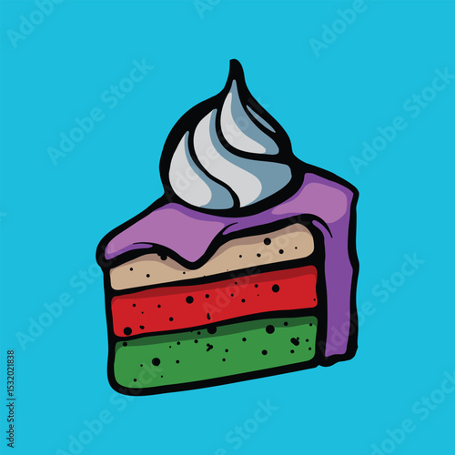 Rainbow cake cartoon vector illustration
