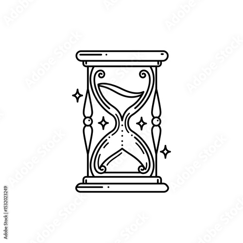 Enchanted hourglass filled with glowing magical sand