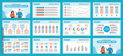 Modern presentation slide templates. Infographic elements template set for web, print, annual report brochure, business flyer leaflet marketing and advertising template. Vector Illustration.