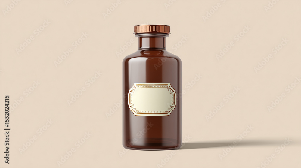 Fototapeta premium Vintage Amber Bottle Mockup for Cosmetic or Essential Oils