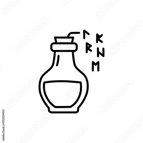 Magical ink bottle dripping glowing runes