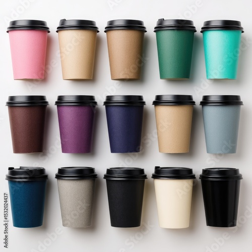 Wallpaper Mural Colorful paper coffee cups arranged in a grid Torontodigital.ca