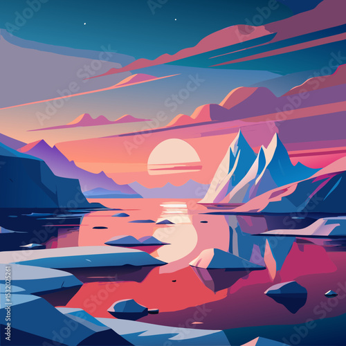 a-pink-sunset-over-icebergs-drifting-in-greenland