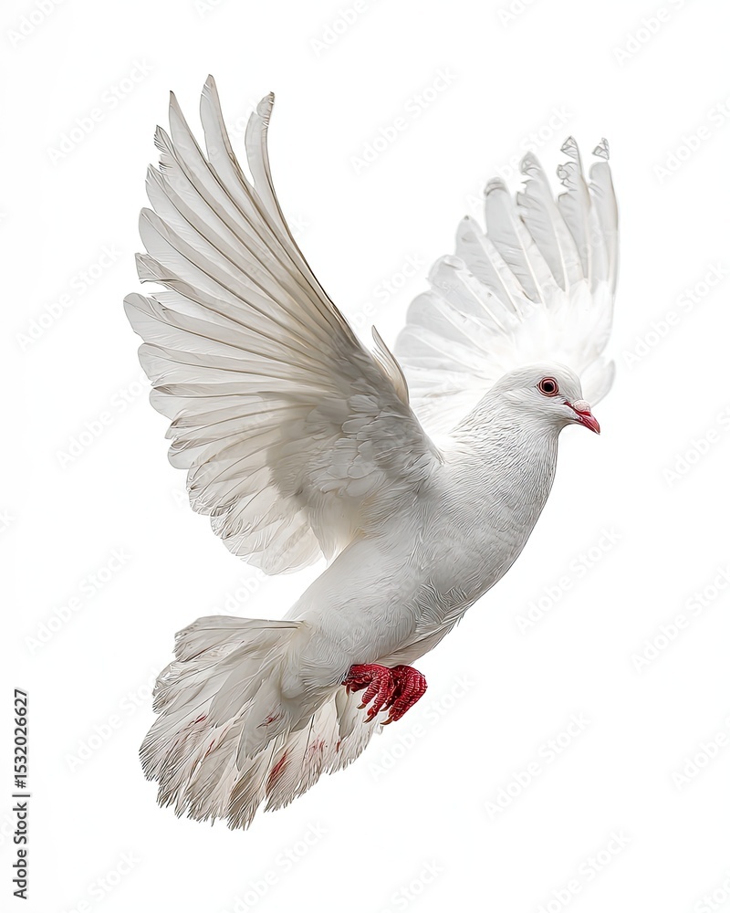 Fototapeta premium Flying White Dove Isolated On White Background