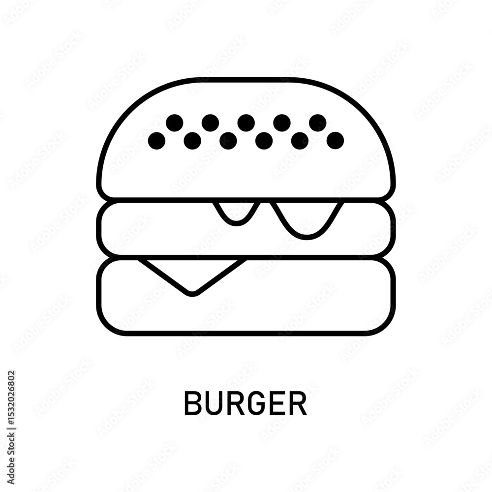 Icon a burger, isolated against a clean background. Icon a burger, isolated against a clean background.