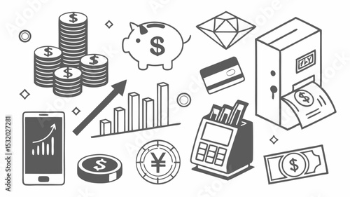 Vector sketch doodle icons set for business, finance, web, and media designVector sketch doodle icons set for business, finance, web, and media design