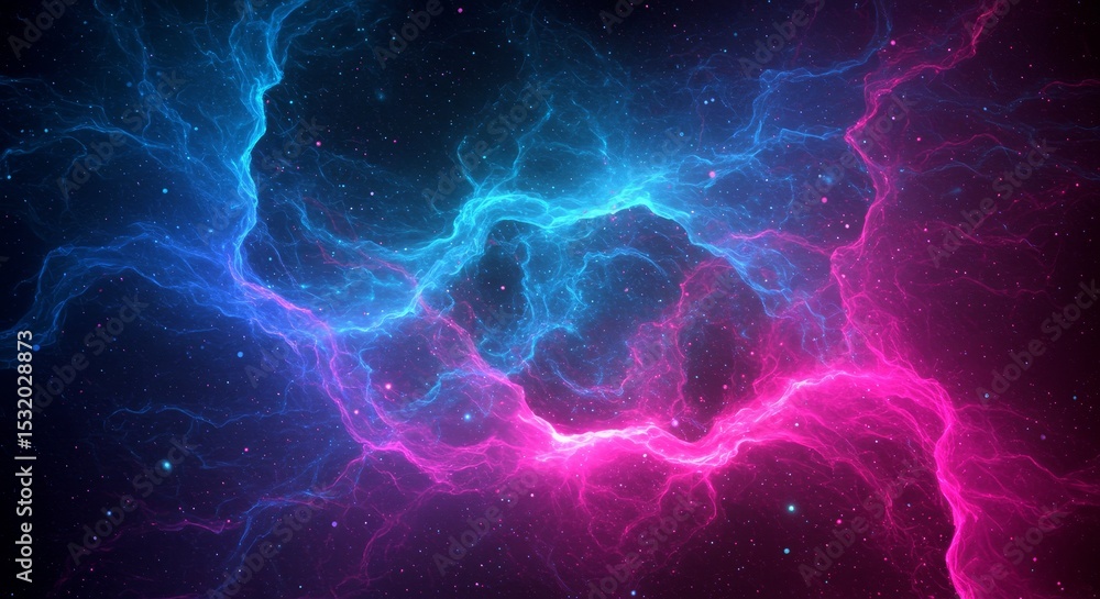 Obraz premium Abstract Space Nebula with Pink and Blue Light