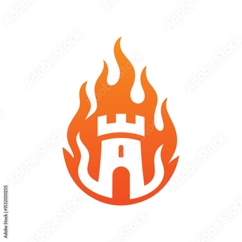 Burning Fortress fire castle Logo