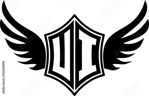 UI logo emblem with winged and shield template