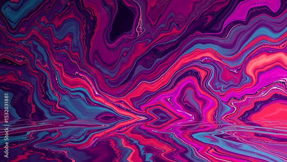 Obraz premium Abstract Pink Purple and Teal Swirls Liquid Marble Design