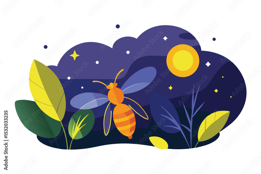 Fototapeta premium Firefly night scene