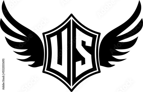 US logo emblem with winged and shield template