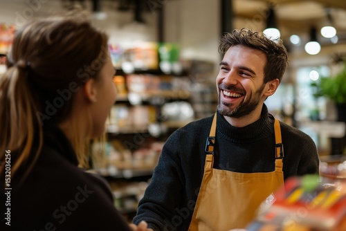 young couple shopping in supermarket