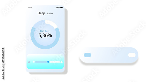 vector illustration of a mobile phone Sleep Tracker UI Design A modern, minimalist sleep tracking app UI, showcasing a mood tracker feature, set against a calming, soft blue background, evoking A mode