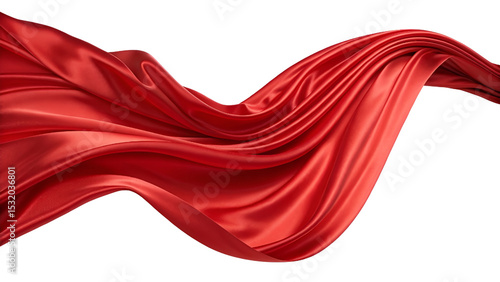 red satin fabric isolated on transparent background
