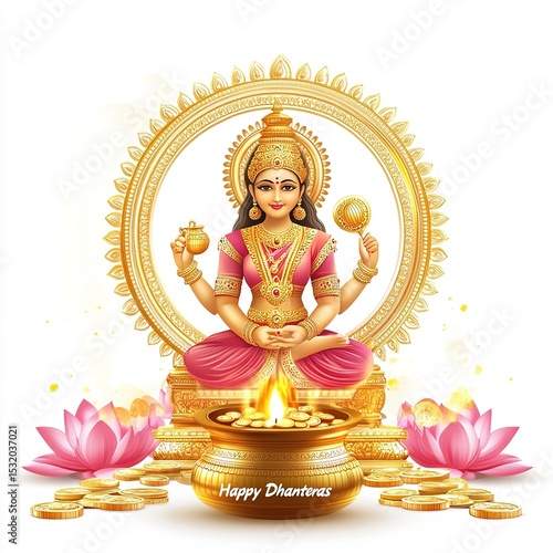 Innovative abstract, Banner,Card or Poster for Dhanteras with Goddess Maa Lakshmi Laxmi Charan for Indian Dhanteras and Diwali festival Celebration.