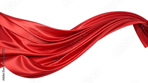 red satin fabric isolated on transparent background