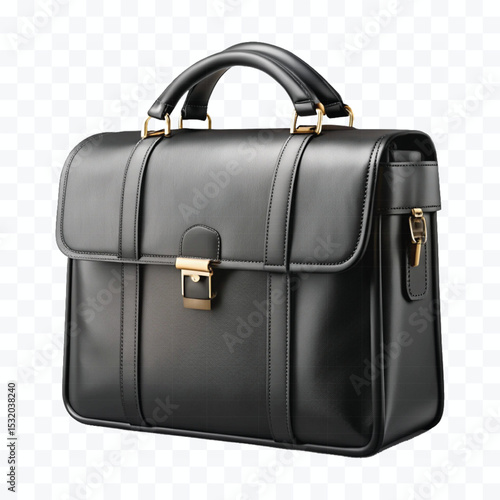 realistic 3d stylish office leather bag in different color style isolated on transparent background	
