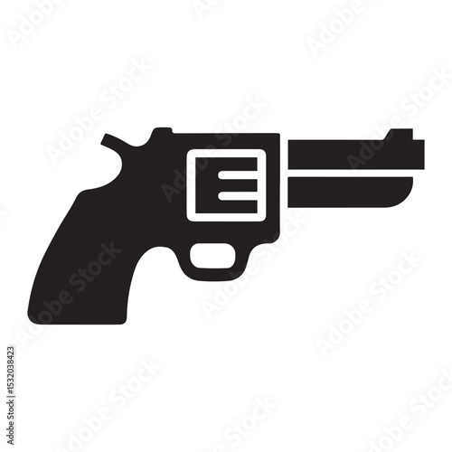 Black silhouette revolver gun icon graphic design