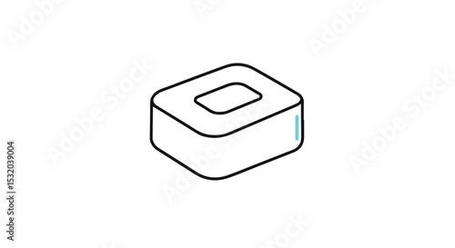 Line art illustration of square stool on isolated background.