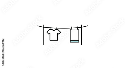 Clothes hanging on a clothesline to dry.
