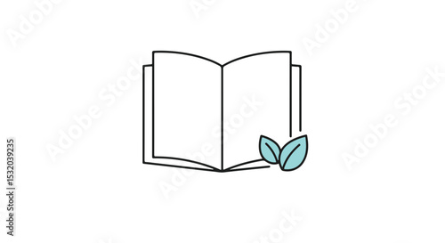 Book Icon, vector icon line style with two leaves