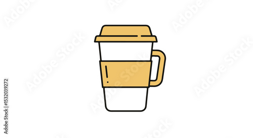A disposable coffee cup with a lid and sleeve.