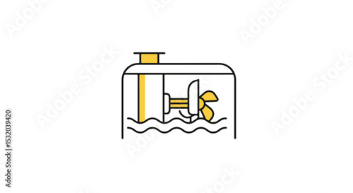 Illustration of a submarine engine, showcasing its propeller and machinery