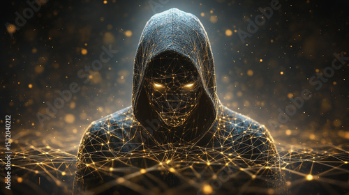 Hacker are planning to hack and attack networks and cyber security systems and stands on the peak of success amid tall, innovative Smart city and graphs with statistics to analyze business potential