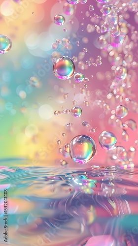 Rainbow-colored water drop ripple foam illustration poster background