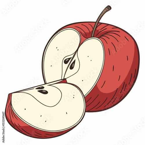 Apple Clipart in 3D vector style with depth and lighting