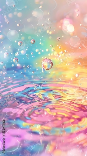 Rainbow-colored water drop ripple foam illustration poster background