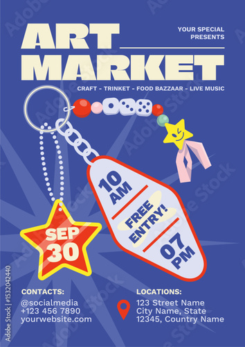 Blue Modern Playful Art Market Flyer