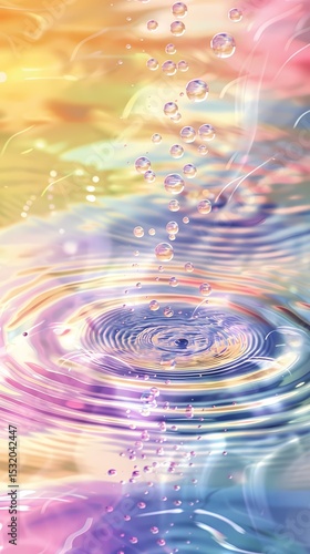 Rainbow-colored water drop ripple foam illustration poster background