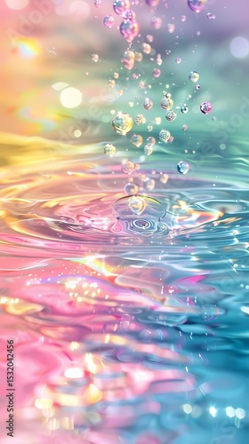 Rainbow-colored water drop ripple foam illustration poster background