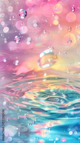 Rainbow-colored water drop ripple foam illustration poster background