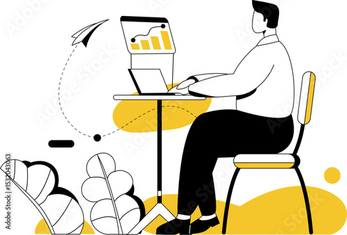Cartoon hand-drawn flat business office character vector illustrations