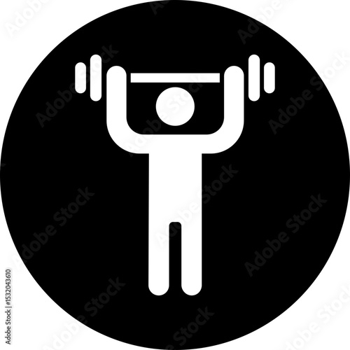 Weight lifting man icon flat style. Powerful fitness vector of bodybuilder holding weights for gym Logo design. Strength training symbol. Powerlifter squatting and sport sign illustration collection.