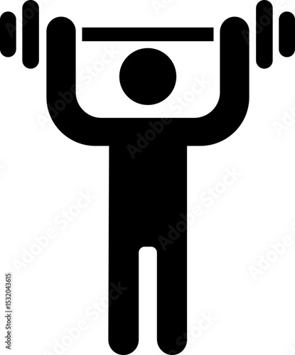 Weight lifting man icon flat style. Powerful fitness vector of bodybuilder holding weights for gym Logo design. Strength training symbol. Powerlifter squatting and sport sign illustration collection.